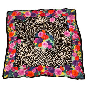 VTG Louis Féraud Vibrant Floral Art Print 100% Silk Scarf 32” x 32” 1980s 80s